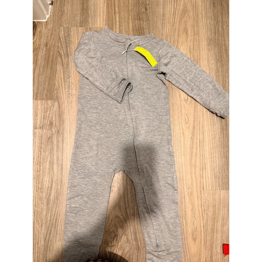 Kyte Baby Zippered Romper Heather Gray Bamboo Rayon Long Sleeve One Piece NWT